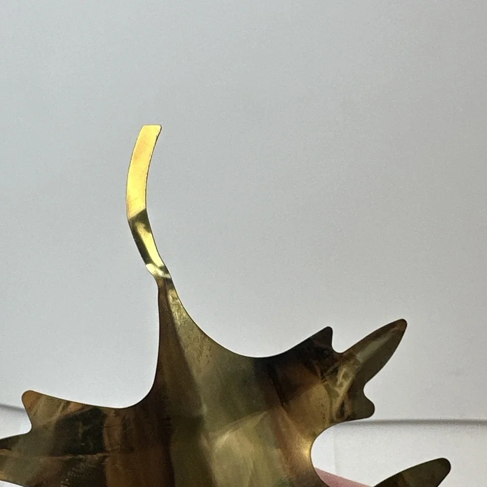 Vintage Fine Brass Oak Leaves Wall Hanging Set 2 Shiny Autumn Fall Home Decor